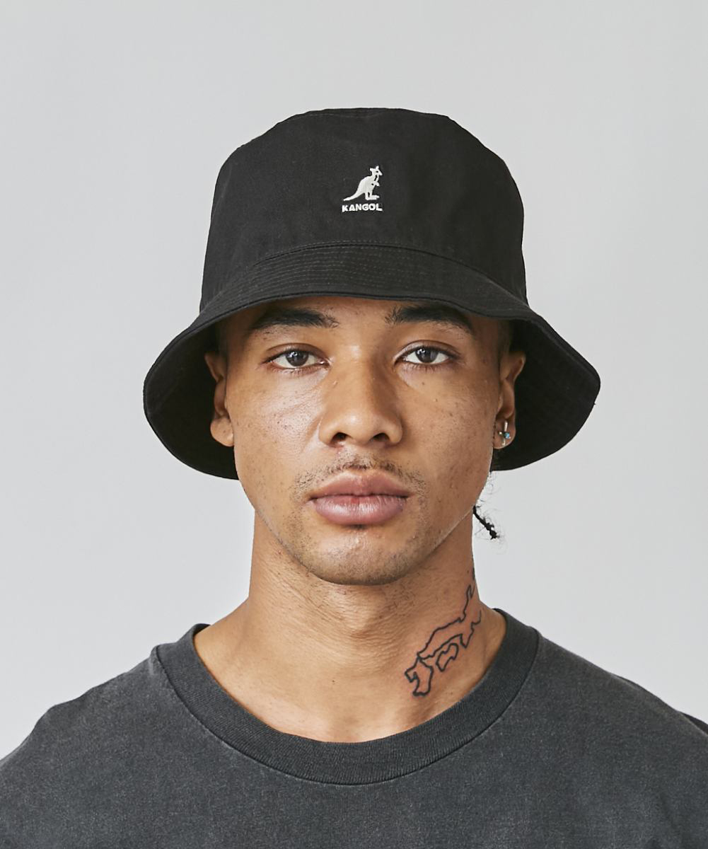 KANGOL WASHED BUCKET | S(06) BLACK (01) | KANGOL / カンゴール