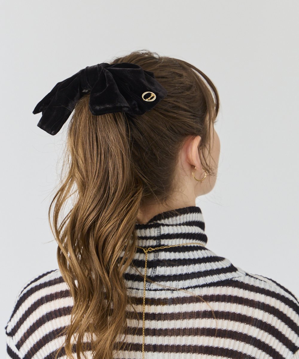 Chapeau d' O Velvet Big Ribbon D.Clip | FREE(99) BLACK (01 