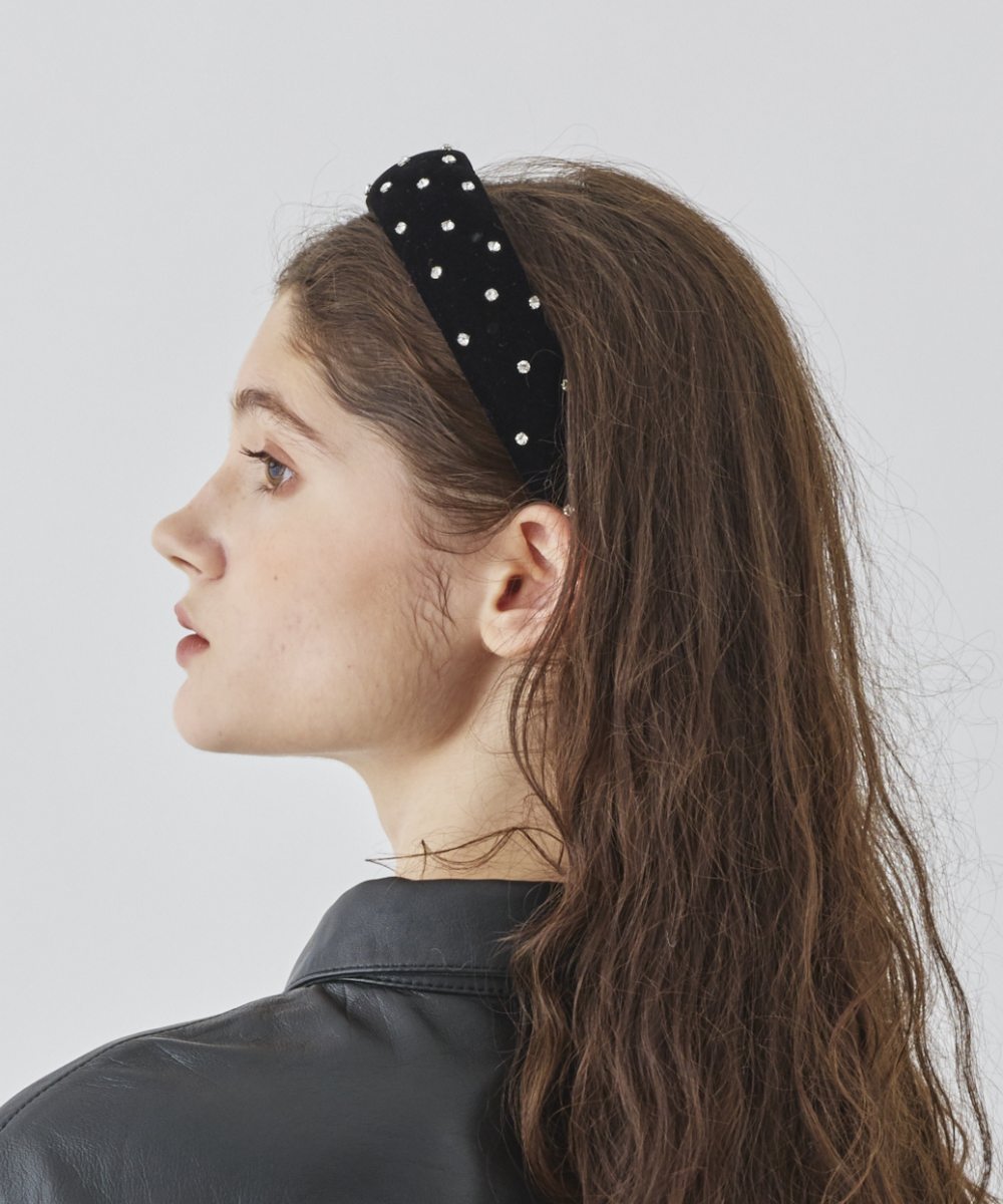 Chapeau d' O Velvet Stone Headband | FREE(99) BLACK (01) | Chapeau