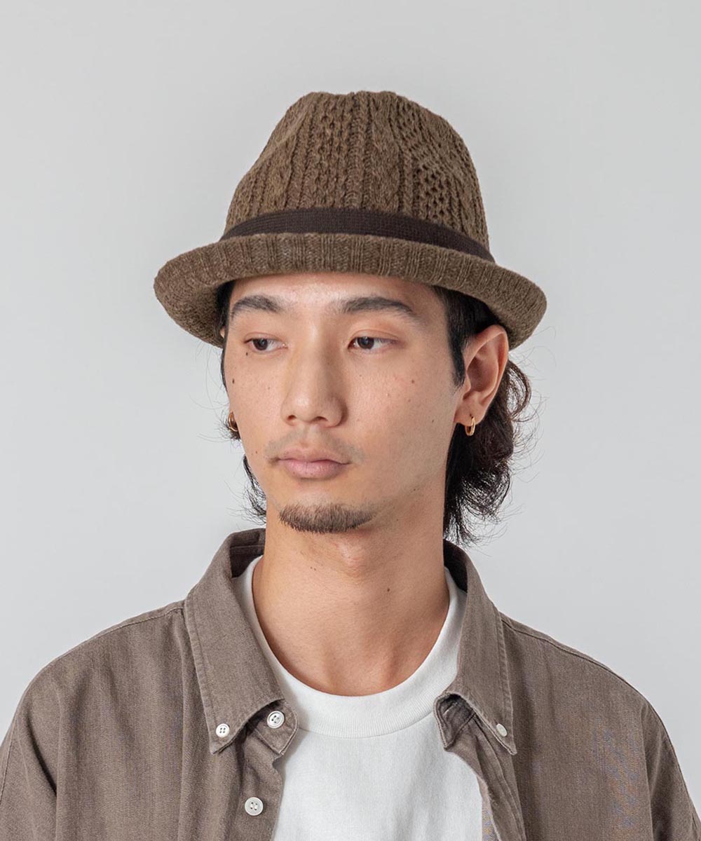 OVERRIDE  CABLE KNIT FEDORA