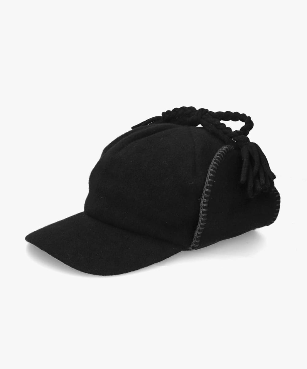 OVERRIDE MILLED EARFLAP CAP | 58cm(58) BLACK (01) | OVERRIDE