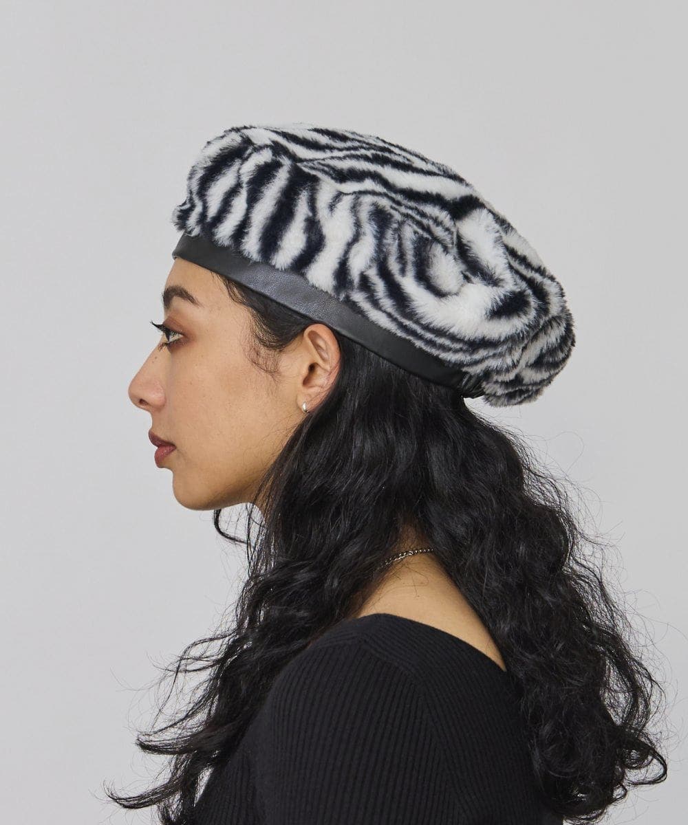 KANGOL FAUX FUR BERET | S/M(07) SOLID BLACK (01) | KANGOL 