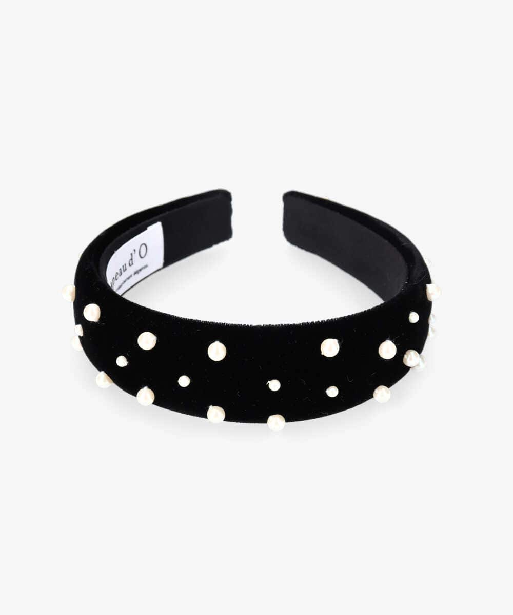 Chapeau d' O Velvet Pearl Headband : BLACK