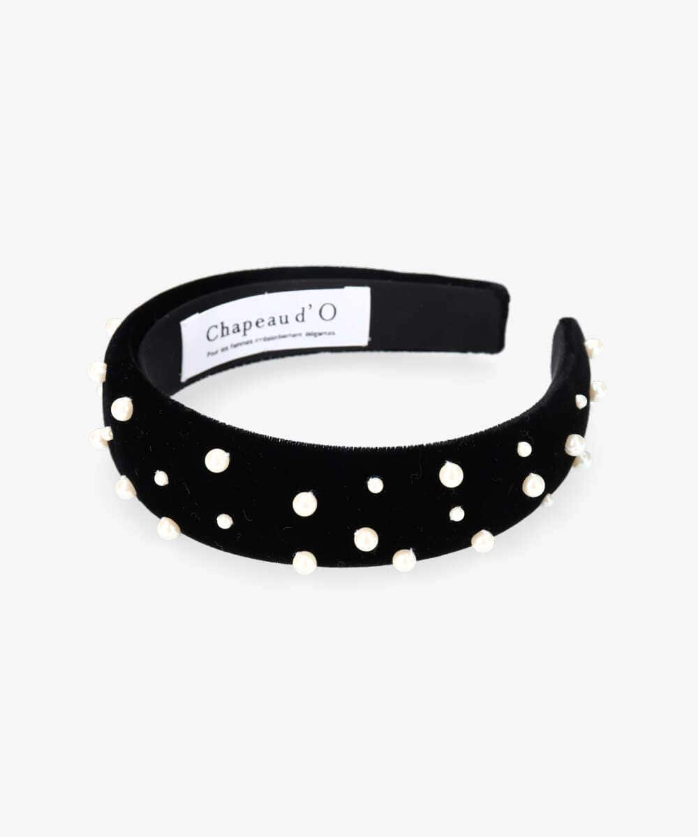 Chapeau d' O Velvet Pearl Headband : BLACK