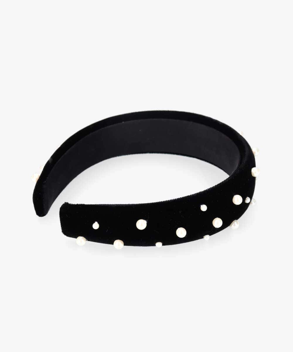 Chapeau d' O Velvet Pearl Headband : BLACK