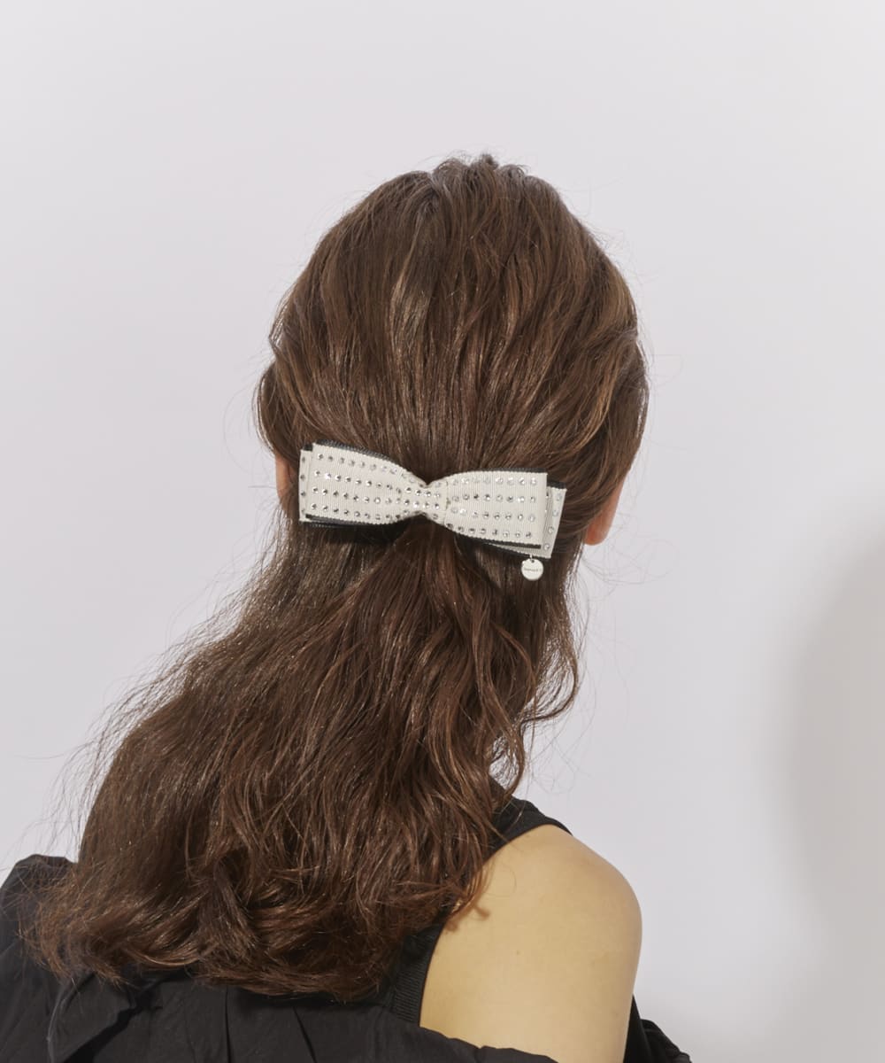 Chapeau d' O Crystal Ribbon Barrette | FREE(99) BLACK (01