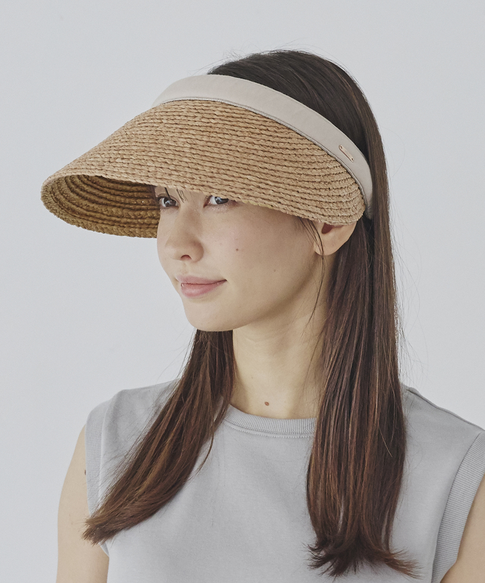 milsa  Raffia Linen Clip Visor