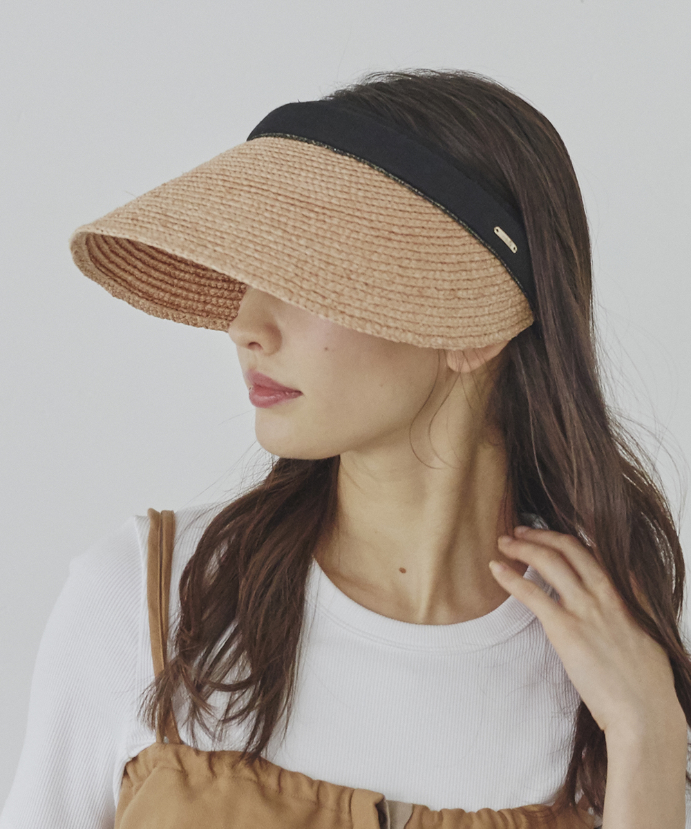 milsa  Raffia Linen Clip Visor
