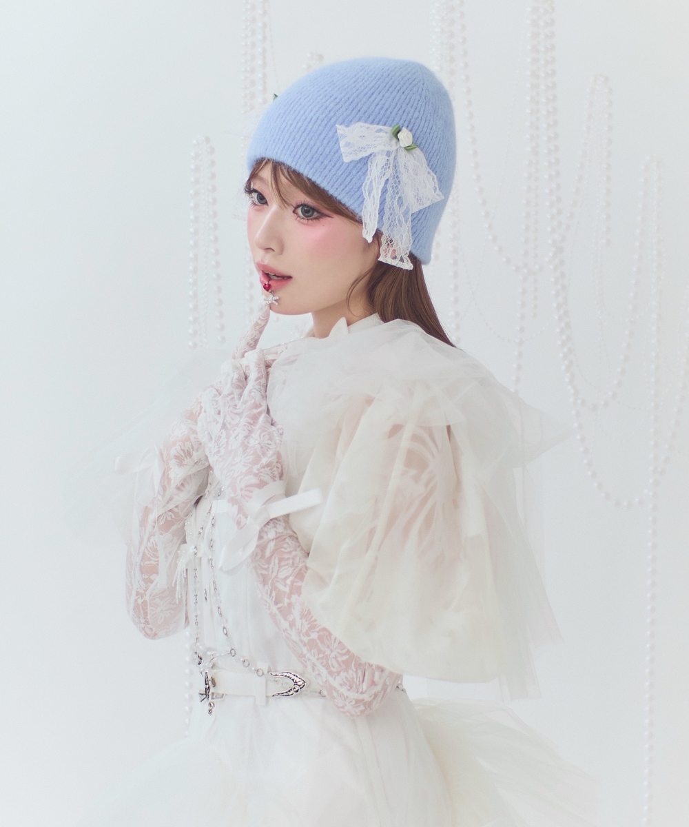 かきぶちももの　kaorinomori ニット帽 グレー kaorinomori ニット帽 ニットキャップ kaorinomori×かきぶちも