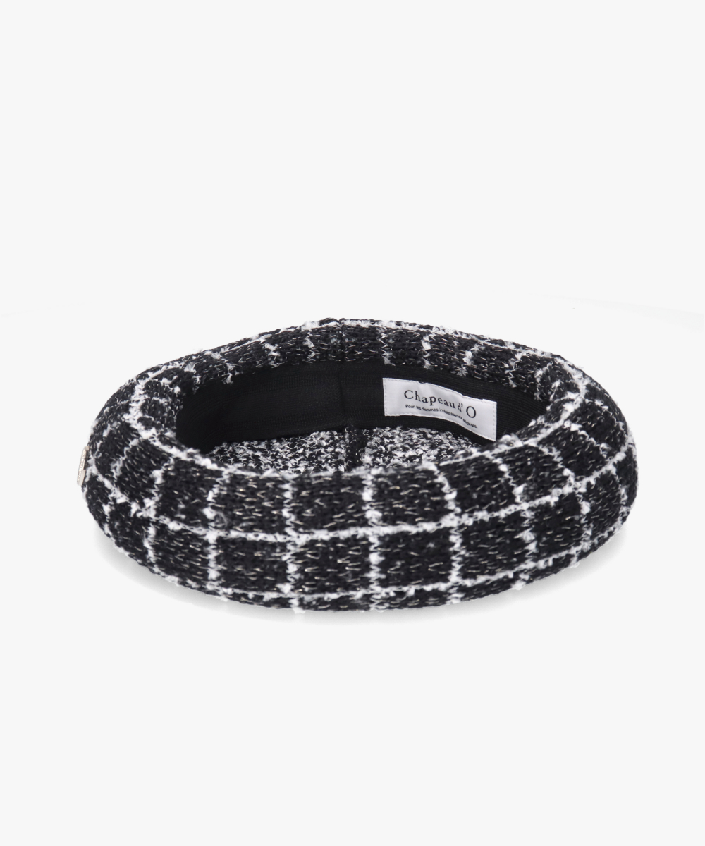 予約】Chapeau d' O TM Check Tweed Beret | 57.5cm(75) WHITE
