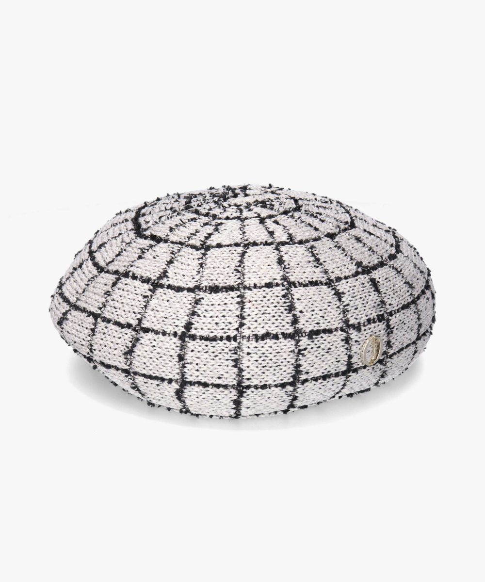 ［新品未使用］Chapeau d' O  Tweed Beret Chapeau d' O TM Jacquard Logo Bucket | 57.5cm(75) BORDEAUX