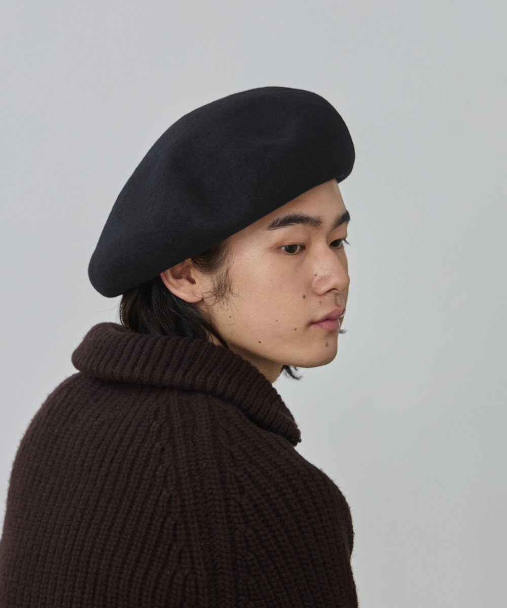 OVERRIDE KNIT FELT BIG BERET | 58cm(58) BLACK (01