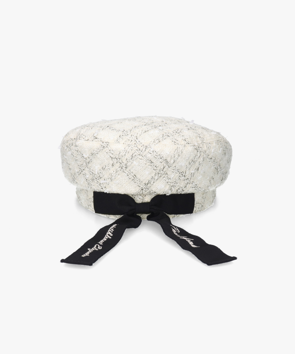 予約】Chapeau d' O Fancy Tweed Hunting | 57.5cm(75) WHITE