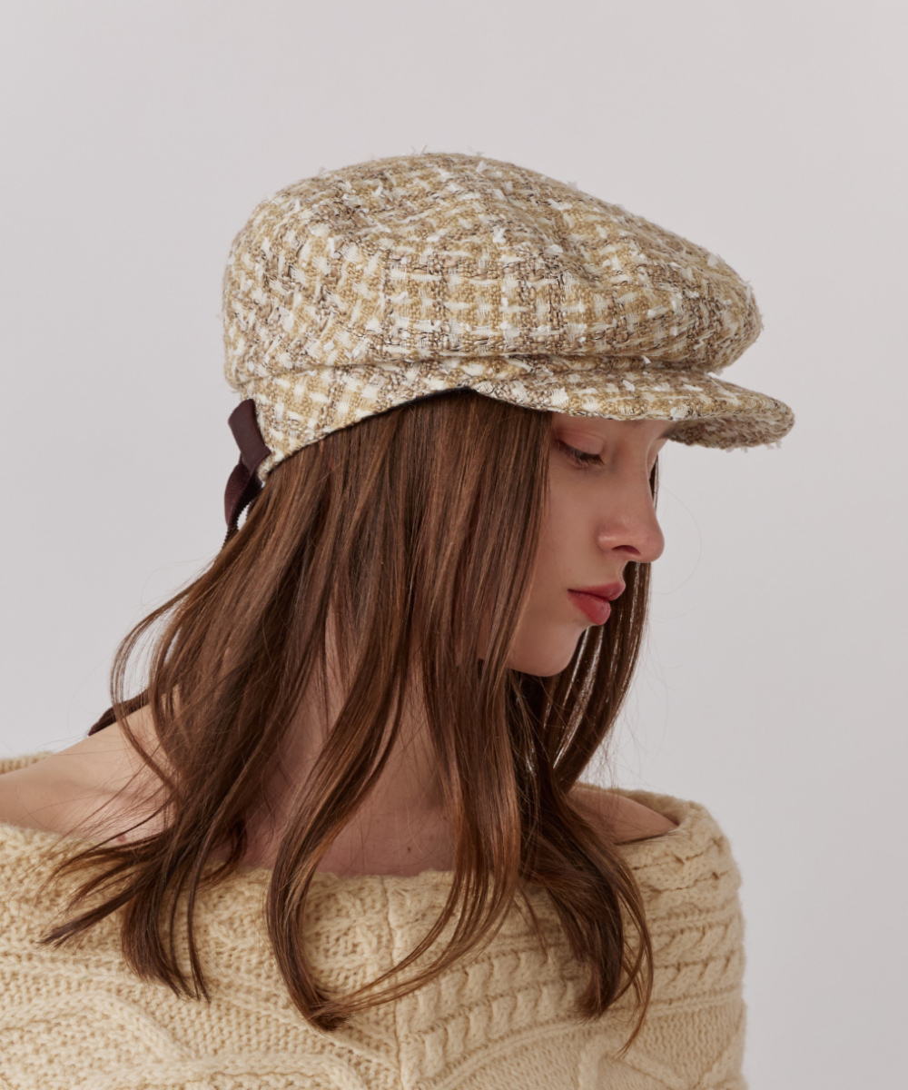 【Chapeau'd O】 Tweed Hunting 予約】Chapeau d' O Fancy Tweed Hunting | 57.5cm(75) WHITE