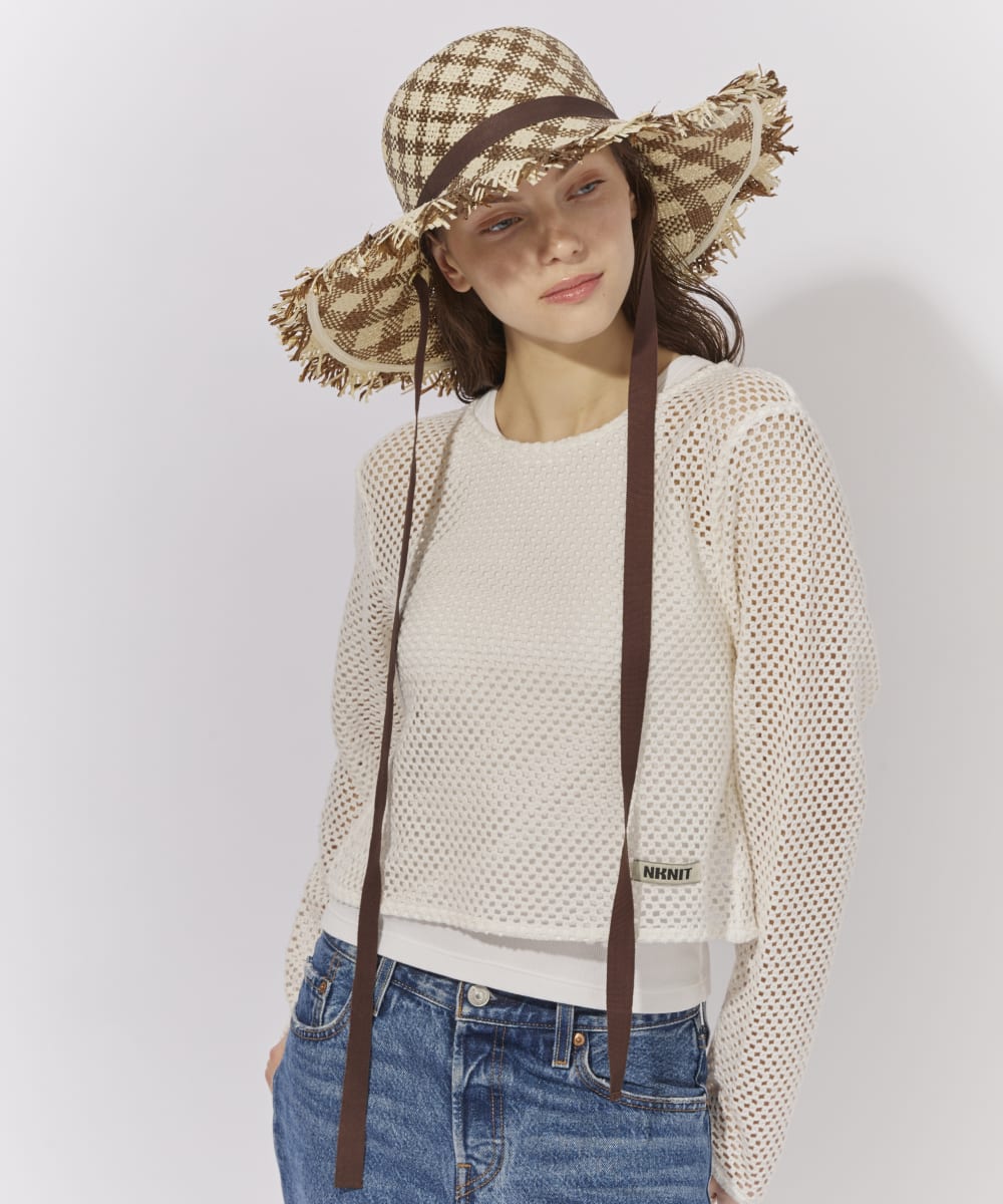 【予約】Chapeau d' O  PA Gingham Fringe Hat