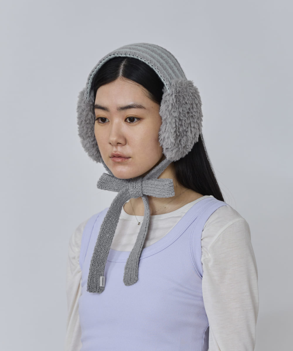 OVERRIDE  FUR YARN KNIT EAR MUFF SG