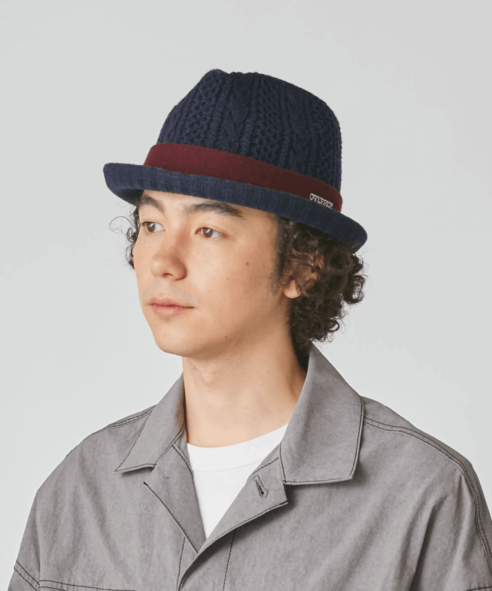 OVERRIDE  CABLE KNIT FEDORA WOOL