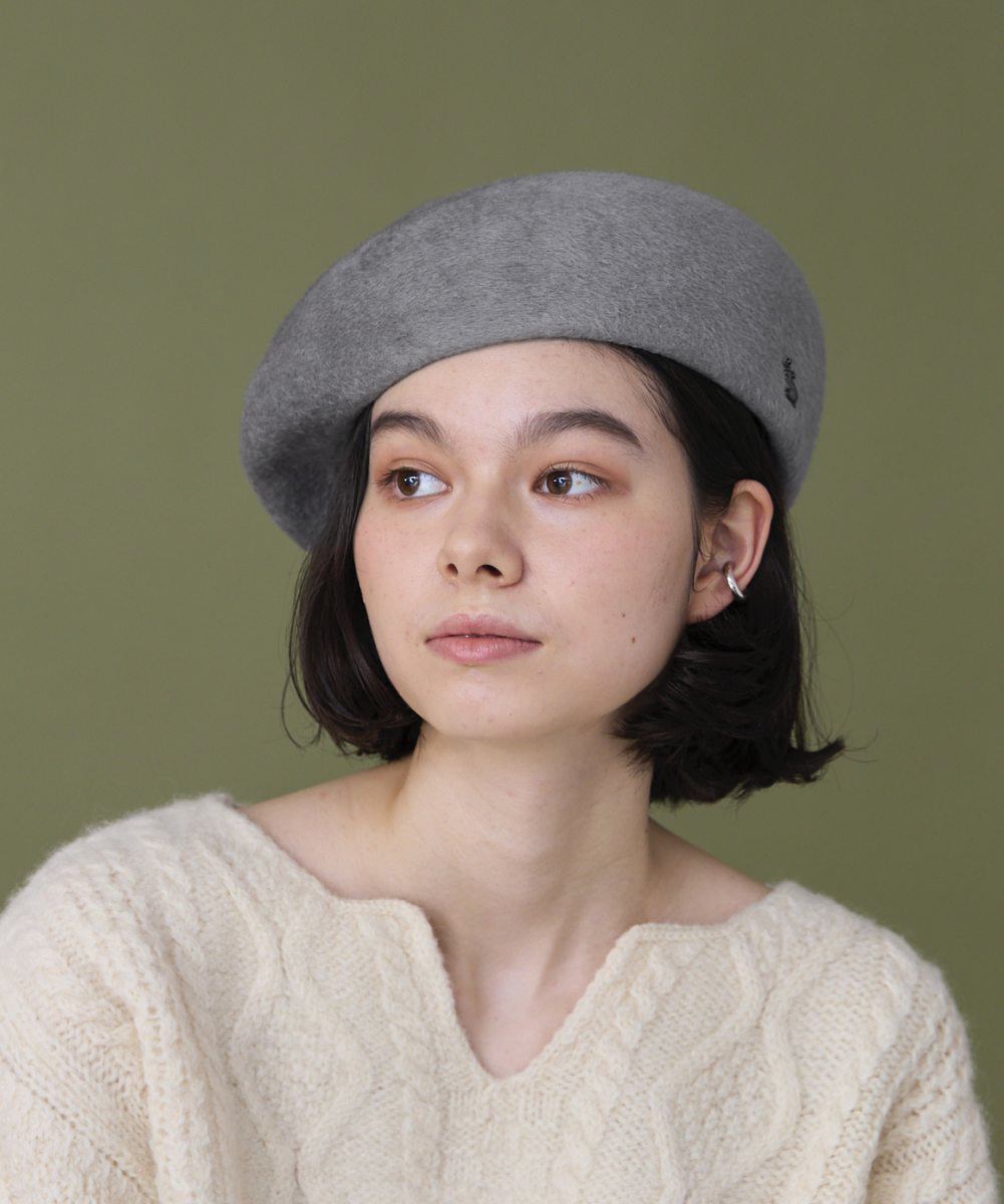 Wool Felt Beret with detachable Genuine Fur Pom Pom-Assorted