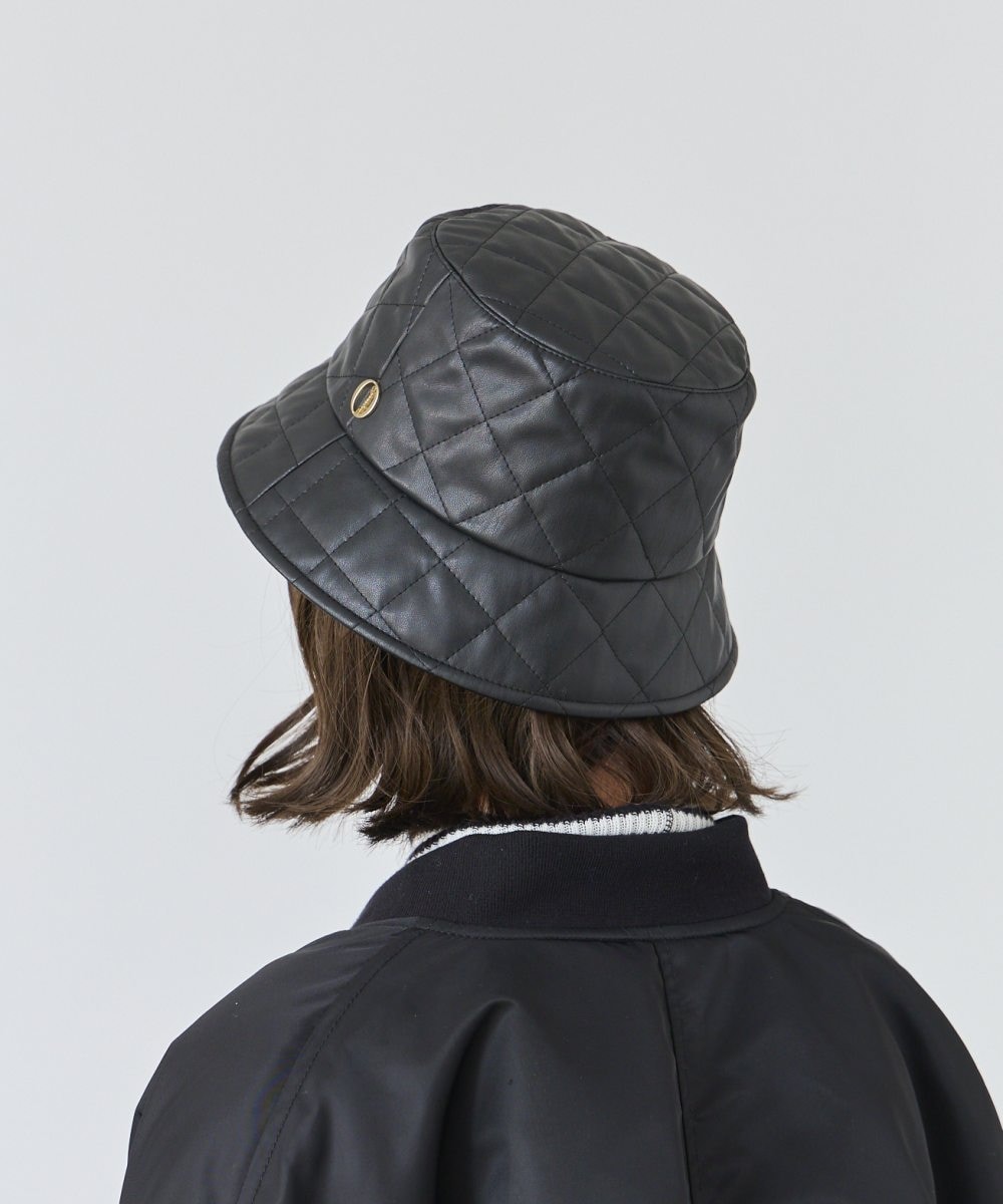 Chapeau d' O Fake Leather Quilt Bucket | 57.5cm(75) BLACK (01