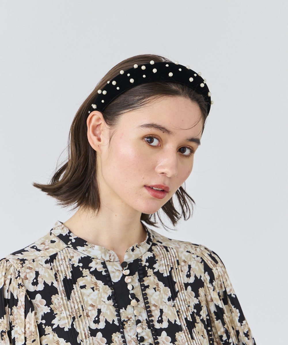 Chapeau d' O Velvet Pearl Headband | ONE SIZE（19） BLACK（01