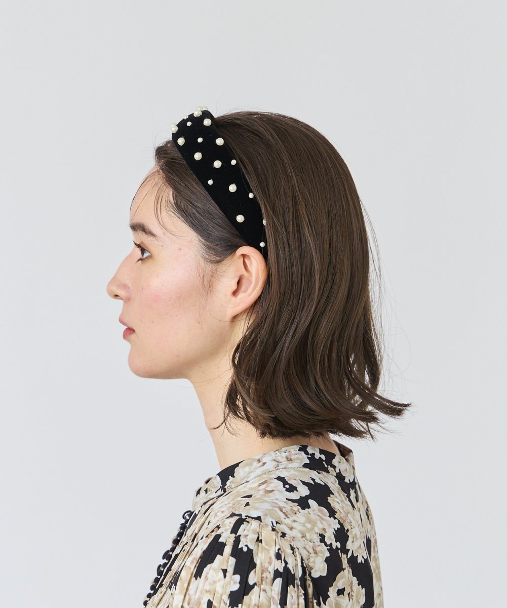 Chapeau d' O Velvet Pearl Headband | ONE SIZE（19） BLACK（01