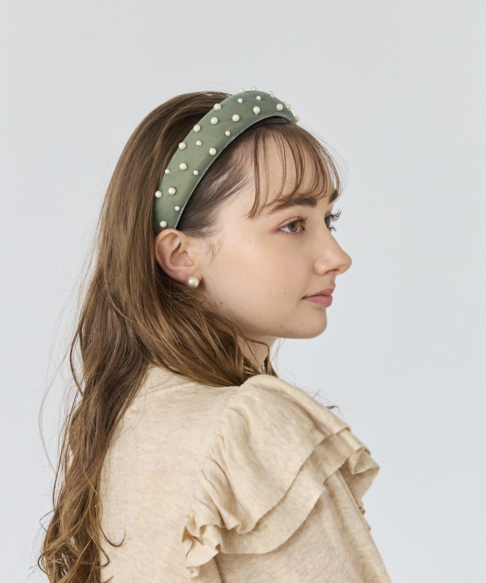 Chapeau d' O Velvet Pearl Headband | ONE SIZE（19） BLACK（01 