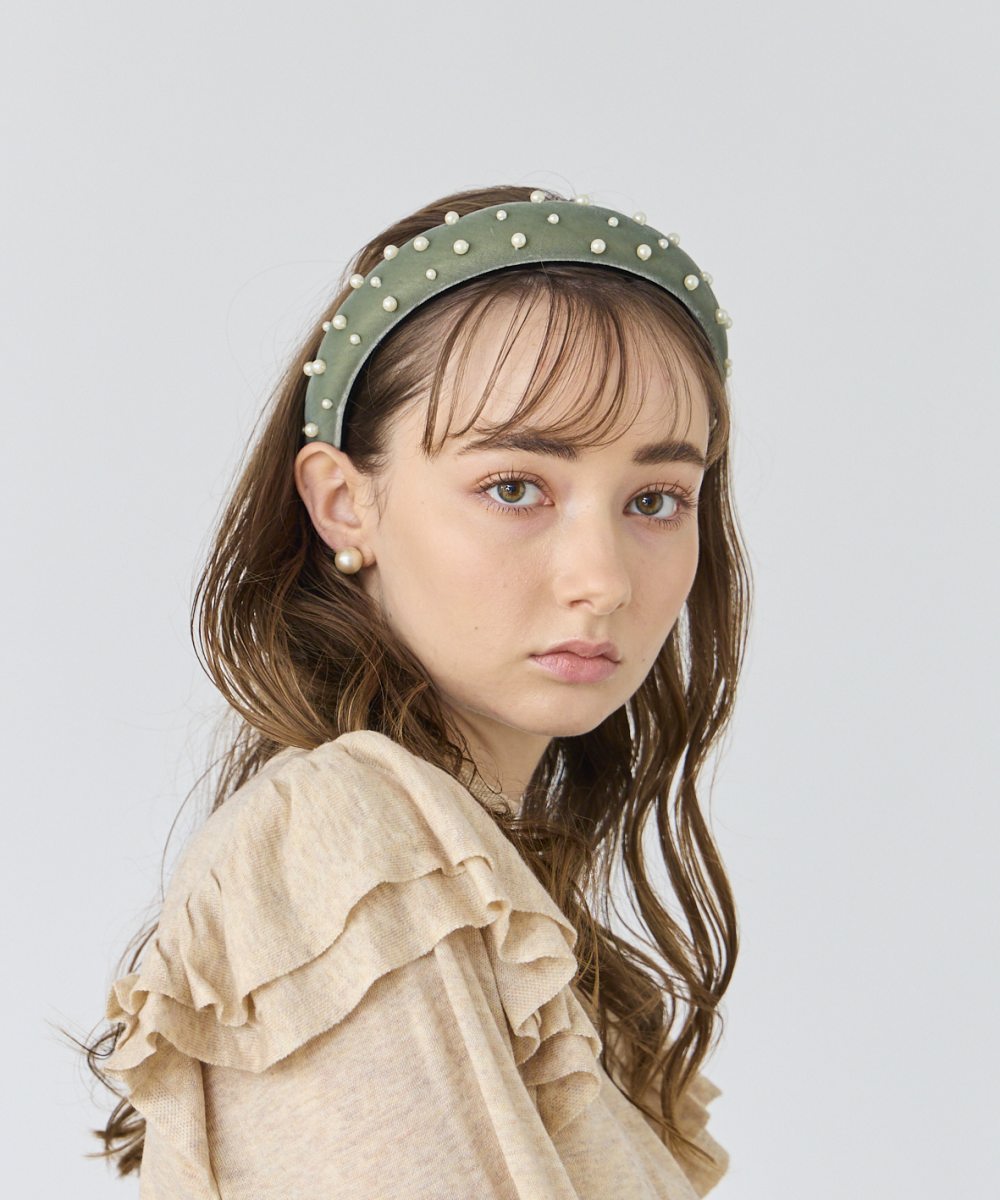 Chapeau d' O Velvet Pearl Headband | ONE SIZE（19） BLACK（01